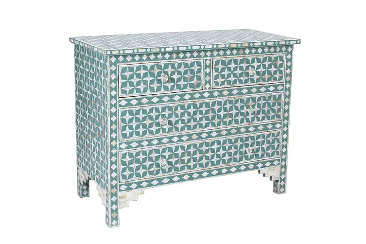 Yasmine Chest of Drawers - Green Mother of Pearl - Tabeer Homes