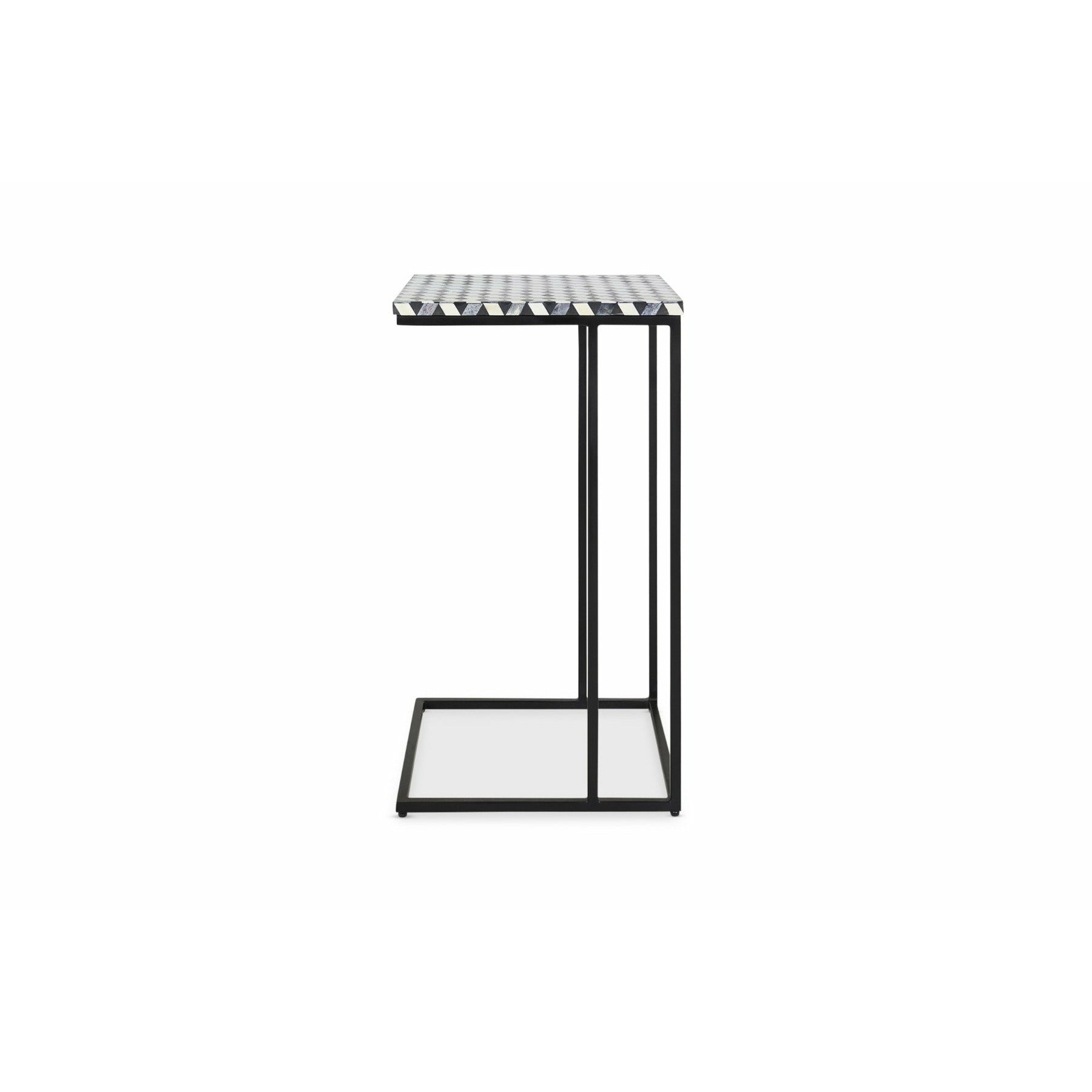 Nirvana C-Shape Side Table - Black & White Bone Inlay - Tabeer Homes