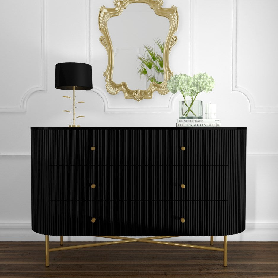 Black and wood chest of outlet drawers