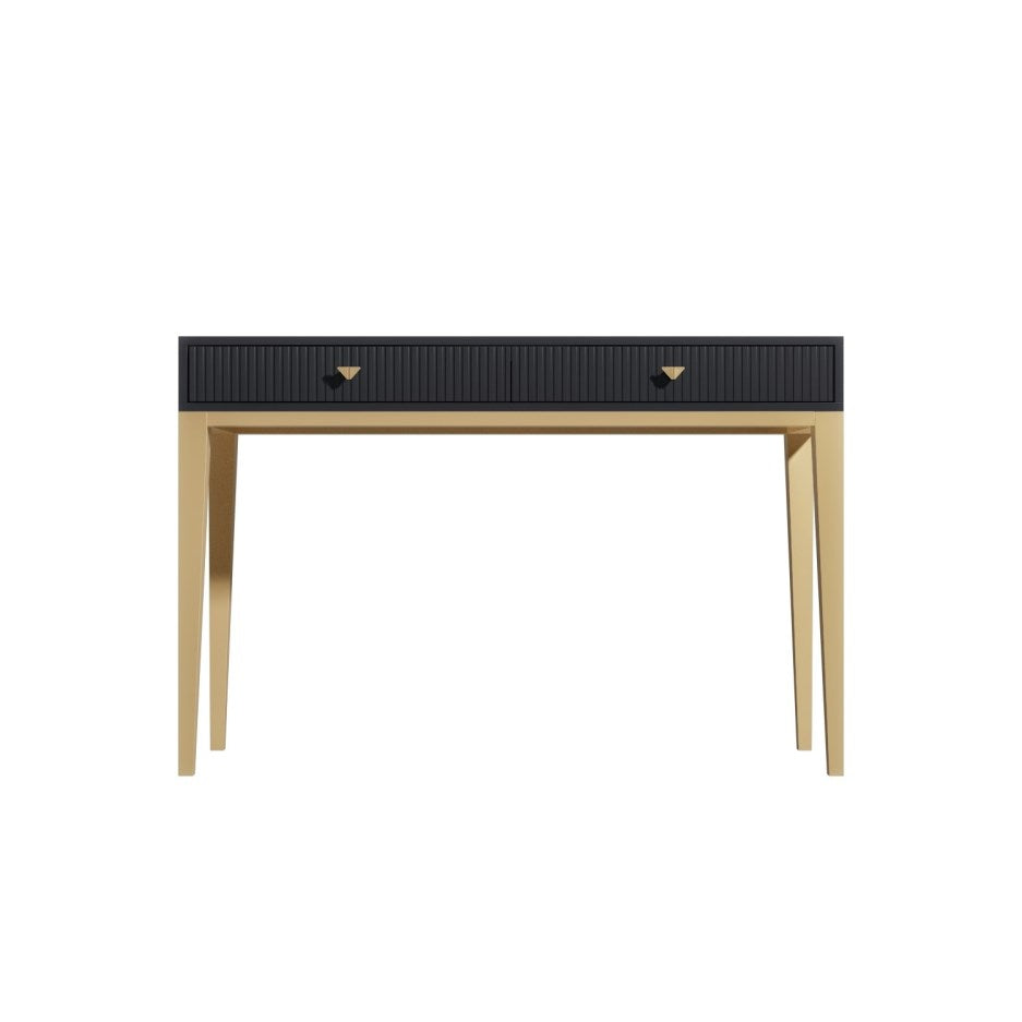 Brass console deals table with drawers