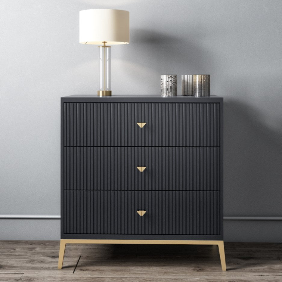 Piccolo Small Chest of Drawers - Black Wood - Tabeer Homes