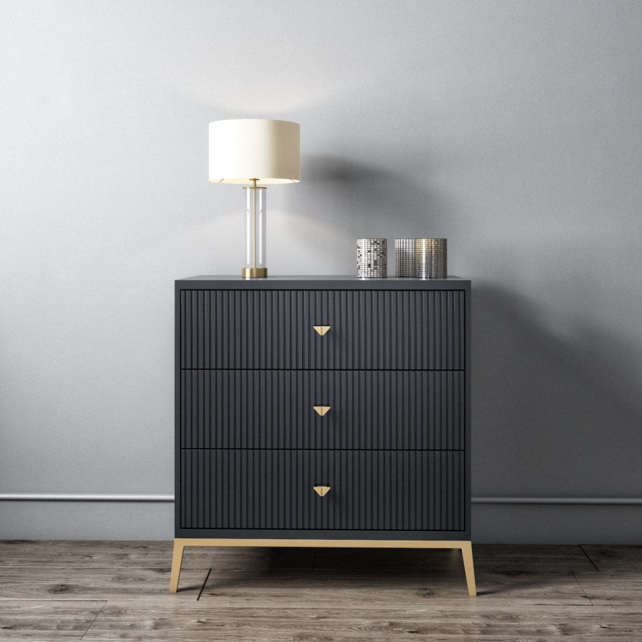 Black and wood chest of outlet drawers