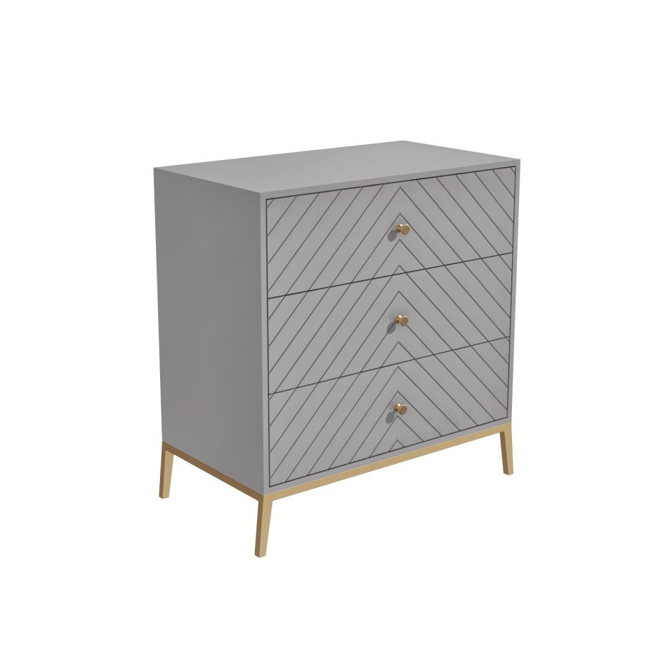 Ewan Small Chest of Drawers - Grey Wood - Tabeer Homes