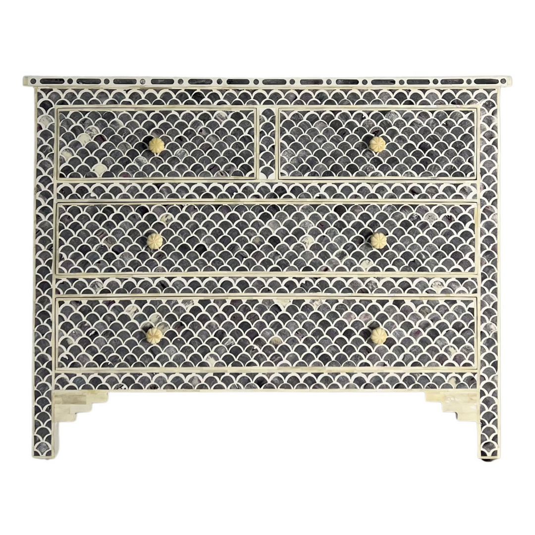 Basel Chest of Drawers - Black Bone Inlay - Tabeer Homes