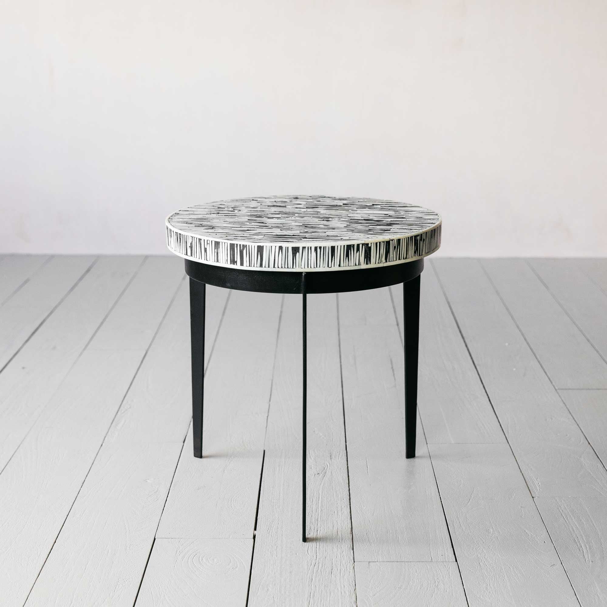 Meena Side Table - Black & White Bone Inlay