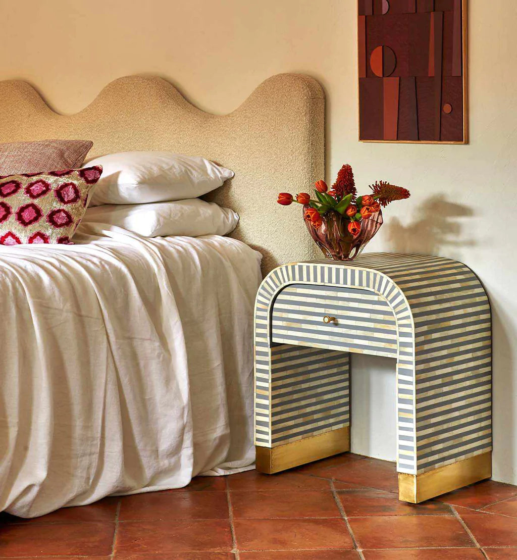 Waterfall console table with drawers deals