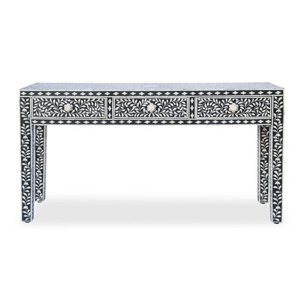 Coorg Dresser Console - Black & White Bone Inlay - Tabeer Homes