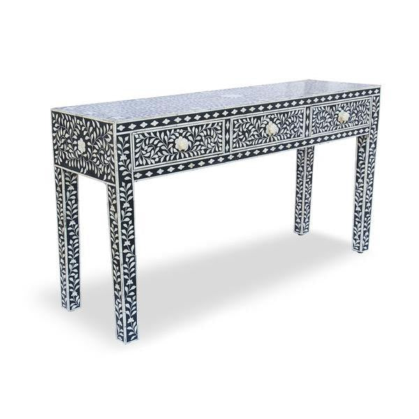 Coorg Dresser Console - Black & White Bone Inlay - Tabeer Homes