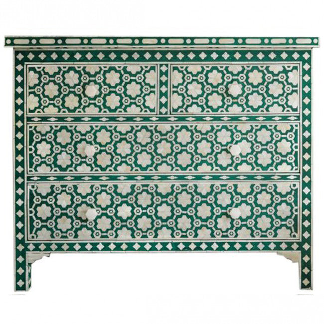 Varg Chest of Drawers - Green Bone Inlay - Tabeer Homes