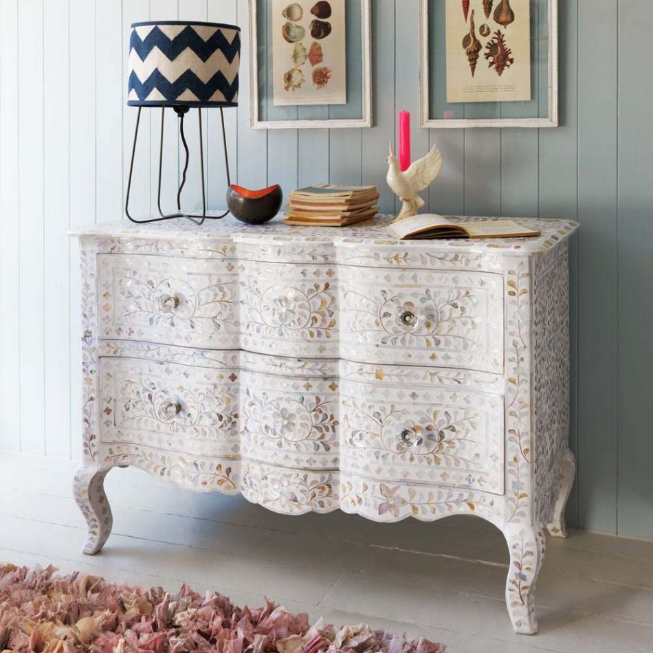 Caprera Chest of Drawers - White Mother of Pearl - Tabeer Homes