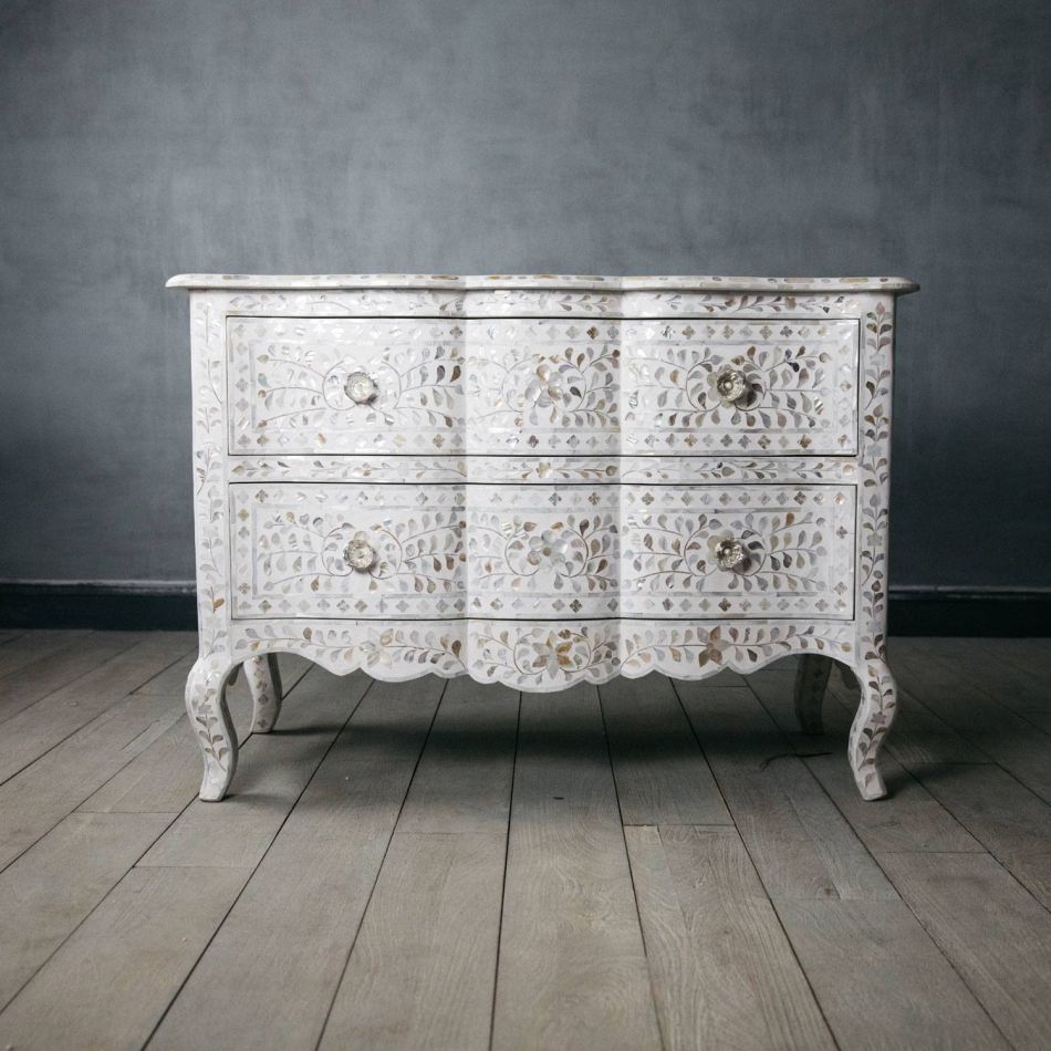 Caprera Chest of Drawers - White Mother of Pearl - Tabeer Homes
