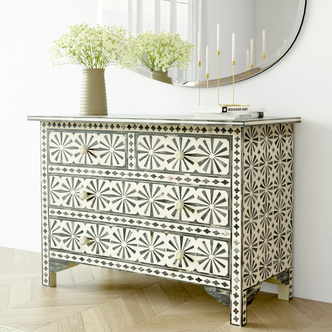 Basel Chest of Drawers - Blue Bone Inlay