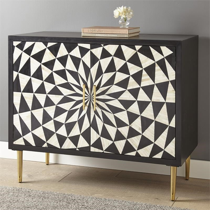 Aatma Cabinet - Black & White Bone Inlay - Tabeer Homes